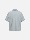 DAXUEN Light grey short-sleeved polo shirt with embroidered details