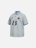 DAXUEN Light grey short-sleeved polo shirt with embroidered details
