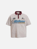 DAXUEN Striped short-sleeved polo shirt with embroidered graphics