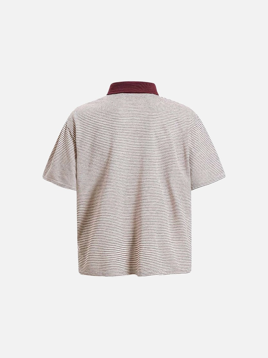 DAXUEN Striped short-sleeved polo shirt with embroidered graphics