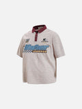 DAXUEN Striped short-sleeved polo shirt with embroidered graphics