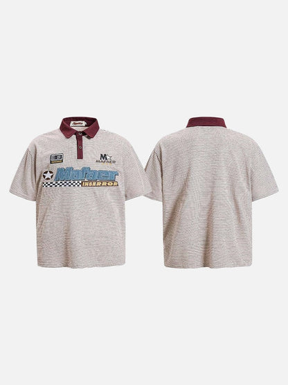DAXUEN Striped short-sleeved polo shirt with embroidered graphics