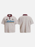 DAXUEN Striped short-sleeved polo shirt with embroidered graphics