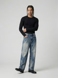 DAXUEN Wide-leg loose-fit denim jeans with high-rise waist — model photo