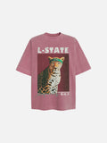 DAXUEN Oversized vintage leopard graphic t-shirt