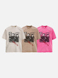 DAXUEN pink oversized vintage monochrome graphic t-shirt