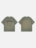 DAXUEN Olive green short-sleeved graphic t-shirt with dog print