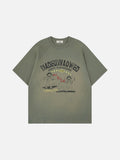 DAXUEN Olive green short-sleeved graphic t-shirt with dog print