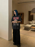 DAXUEN Vintage rock band graphic short-sleeve T-shirt — model photo