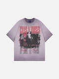 DAXUEN Vintage rock band graphic short-sleeve T-shirt