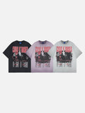 DAXUEN Vintage rock band graphic short-sleeve T-shirt