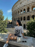DAXUEN Vintage rock band graphic t-shirt — model photo