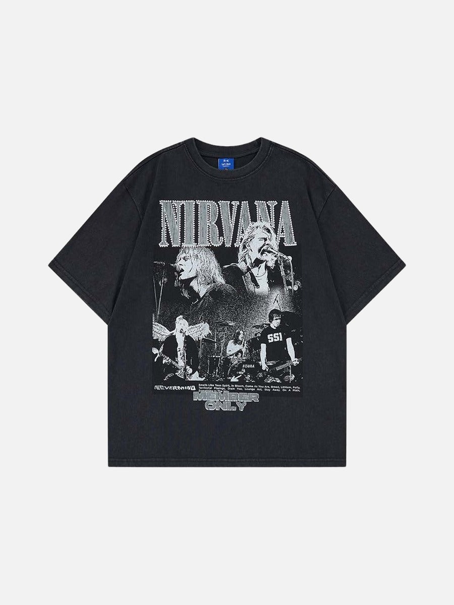 DAXUEN Vintage rock band graphic t-shirt