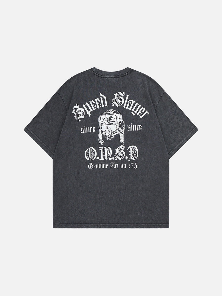 DAXUEN Oversized vintage graphic t-shirt with snake and skull design
