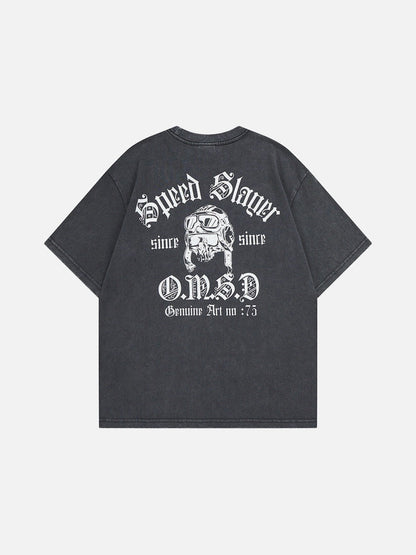 DAXUEN Oversized vintage graphic t-shirt with snake and skull design