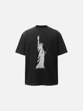 DAXUEN Oversized short-sleeved T-shirt with Statue of Liberty graphic