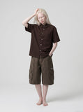 DAXUEN Vintage short-sleeve button-up shirt with textured fabric — model photo