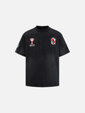 DAXUEN Charcoal grey short-sleeved vintage graphic T-shirt