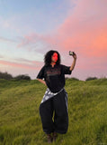 DAXUEN Oversized short-sleeved graphic T-shirt — model photo