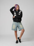 DAXUEN Light blue washed denim shorts with a relaxed fit — model photo