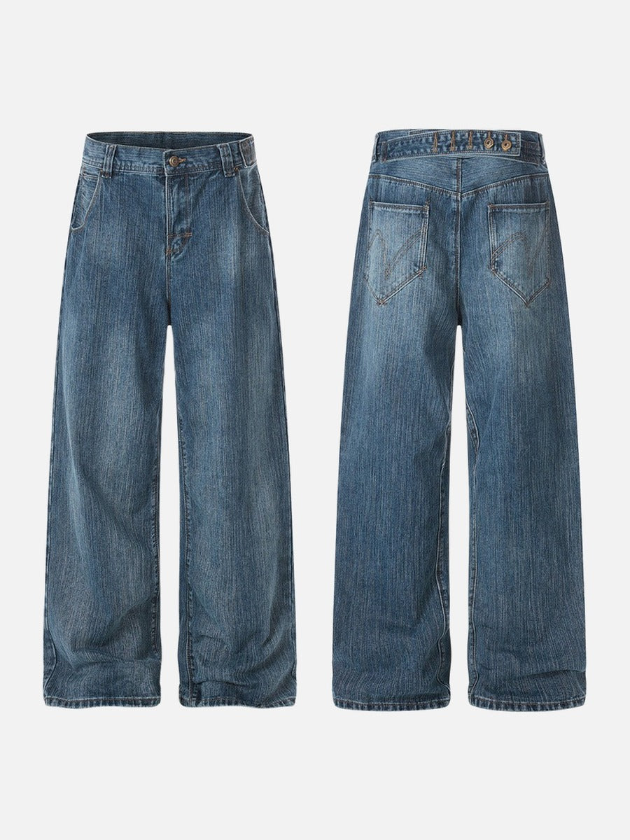 DAXUEN Loose wide leg denim jeans in medium blue wash