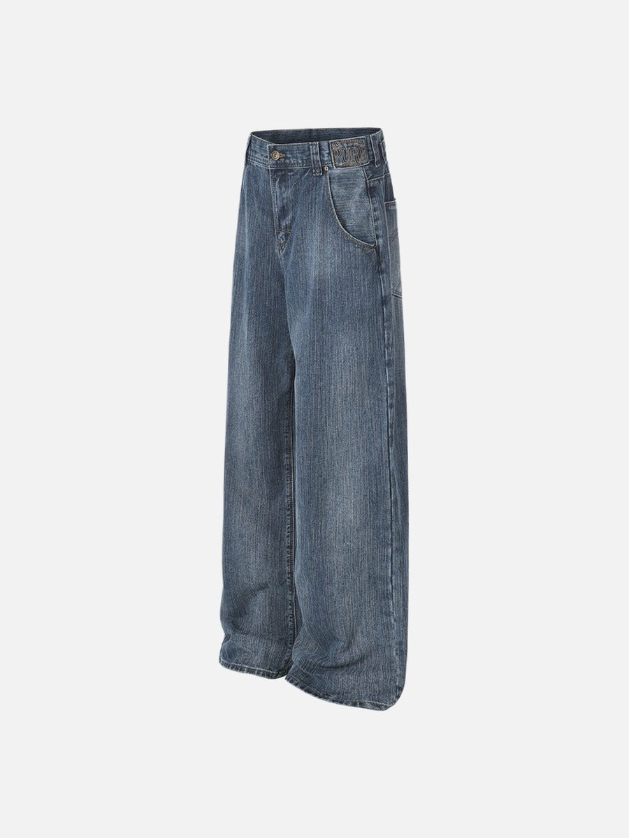DAXUEN Loose wide leg denim jeans in medium blue wash