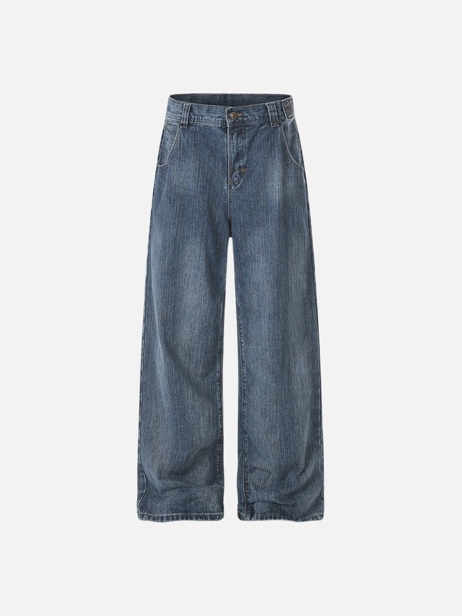 DAXUEN Loose wide leg denim jeans in medium blue wash