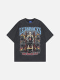 DAXUEN Skeleton graphic T-shirt with flames and text