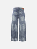 DAXUEN Wide-leg high-waisted denim trousers in washed blue