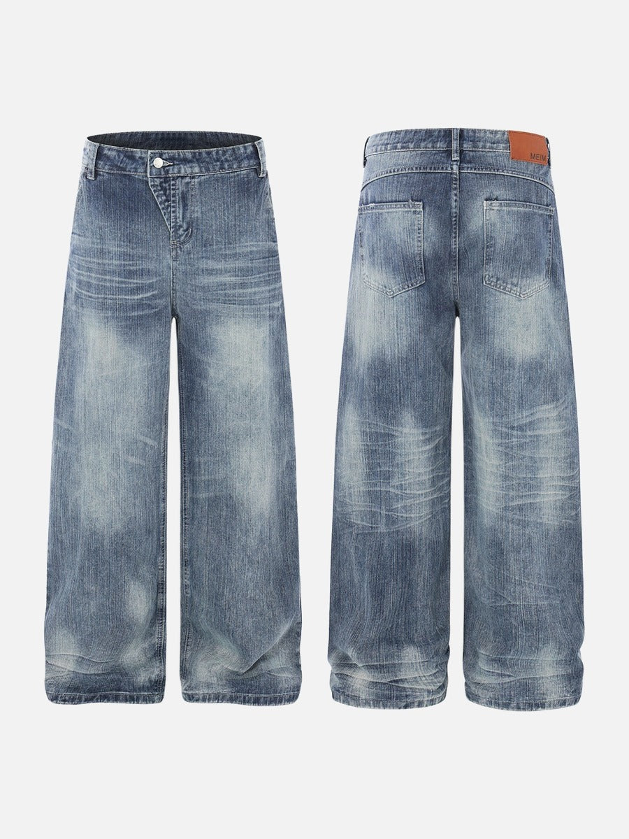 DAXUEN Wide-leg high-waisted denim trousers in washed blue