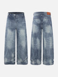 DAXUEN Wide-leg high-waisted denim trousers in washed blue