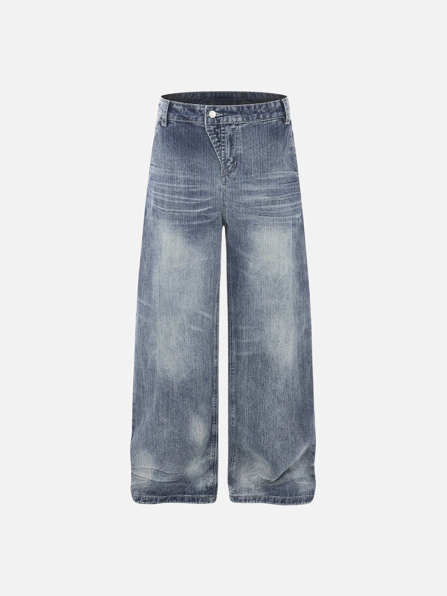DAXUEN Wide-leg high-waisted denim trousers in washed blue