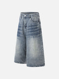 DAXUEN Wide-leg denim shorts with distressed finish