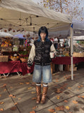 DAXUEN Wide-leg denim shorts with distressed finish — model photo