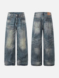 DAXUEN High-waisted wide-leg jeans in faded medium blue denim