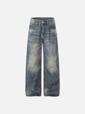 DAXUEN High-waisted wide-leg jeans in faded medium blue denim