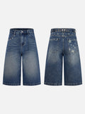 DAXUEN High-waisted wide-leg denim culotte shorts