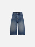 DAXUEN High-waisted wide-leg denim culotte shorts