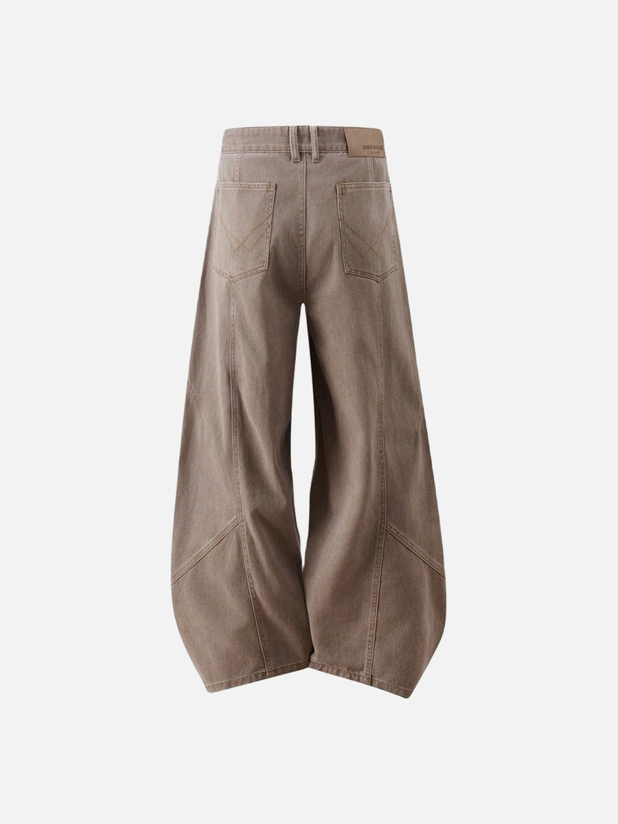 DAXUEN Wide leg denim pants with curved panels and topstitching