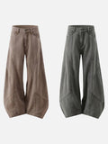 DAXUEN Wide leg denim pants with curved panels and topstitching
