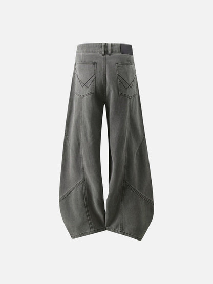 DAXUEN Wide leg denim pants with curved panels and topstitching