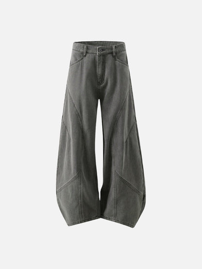 DAXUEN Wide leg denim pants with curved panels and topstitching
