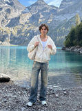 DAXUEN Vintage wide-leg distressed denim jeans — model photo