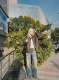 DAXUEN Vintage wide-leg distressed denim jeans — model photo