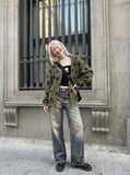 DAXUEN Vintage wide-leg distressed denim jeans — model photo