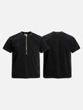 DAXUEN Black vintage washed short-sleeve t-shirt with zipper