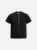 DAXUEN Black vintage washed short-sleeve t-shirt with zipper