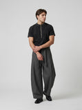 DAXUEN Black vintage washed short-sleeve t-shirt with zipper — model photo