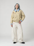 DAXUEN Women's wide-leg balloon pants with cherry blossom embroidery — model photo