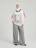 DAXUEN grey oversized wide-leg trousers — model photo